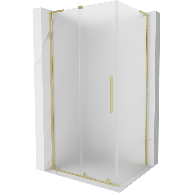 Mexen Velar L Sliding Shower Cabin 90 x 85 cm, Frosted, Brushed Gold - 871-090-085-33-55