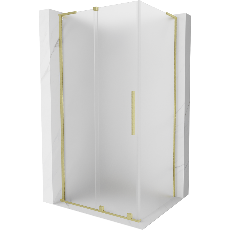 Mexen Velar L sliding shower enclosure 100 x 80 cm, frost, brushed gold - 871-100-080-33-55