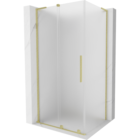 Mexen Velar L sliding shower enclosure 100 x 80 cm, frost, brushed gold - 871-100-080-33-55