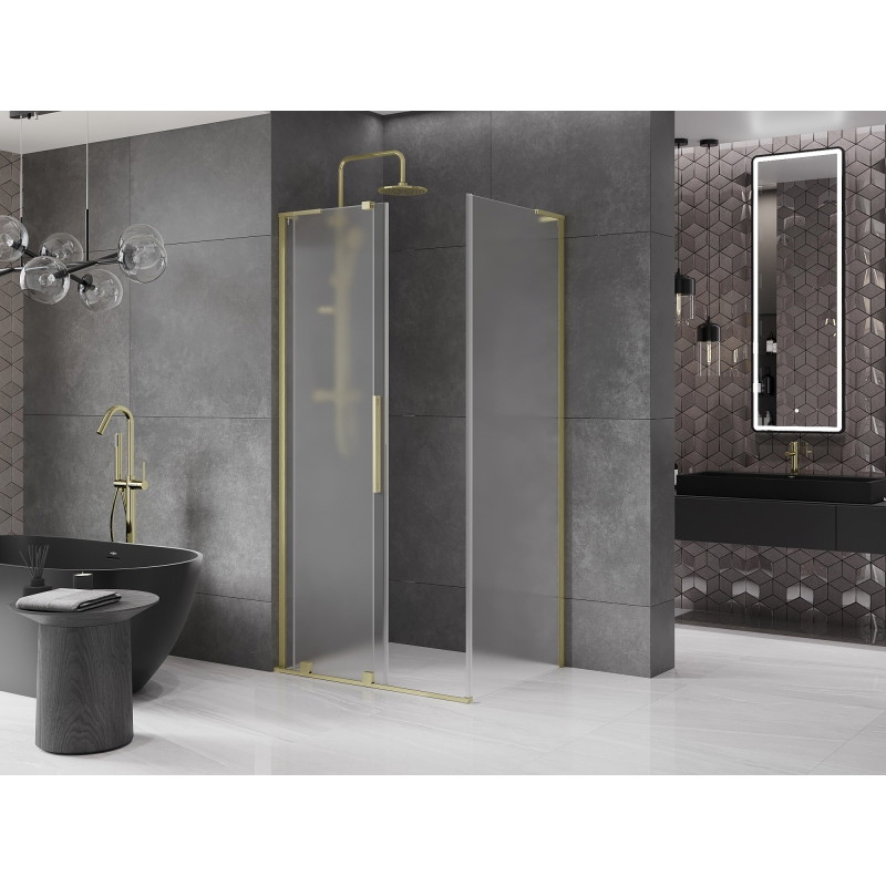 Mexen Velar L sliding shower cabin 100 x 120 cm, frosted, brushed gold - 871-100-120-33-55