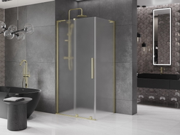 Mexen Velar L sliding shower cabin 100 x 120 cm, frosted, brushed gold - 871-100-120-33-55