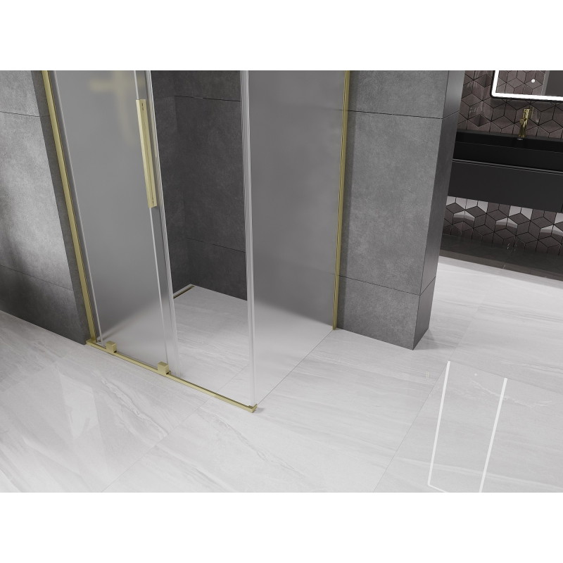 Mexen Velar L sliding shower cabin 100 x 120 cm, frosted, brushed gold - 871-100-120-33-55