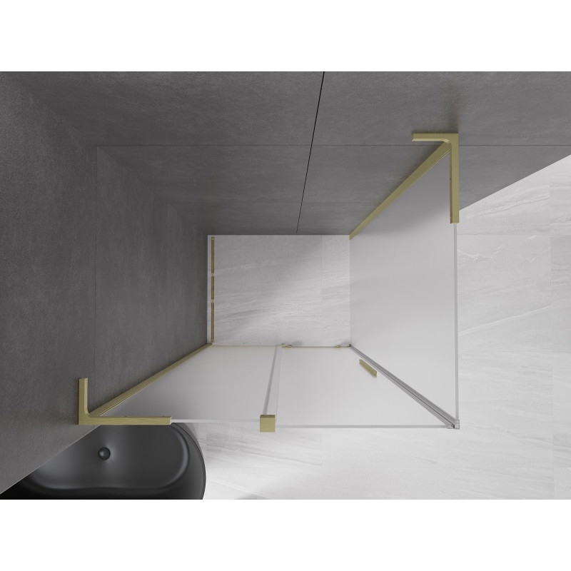 Mexen Velar L sliding shower cabin 100 x 120 cm, frosted, brushed gold - 871-100-120-33-55