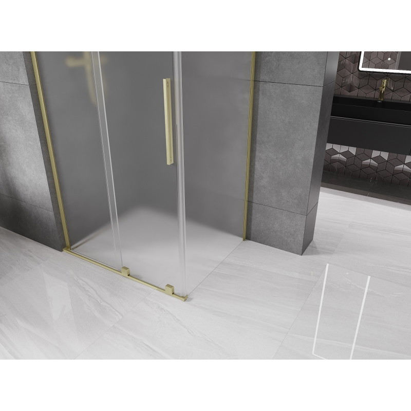 Mexen Velar L sliding shower cabin 100 x 120 cm, frosted, brushed gold - 871-100-120-33-55