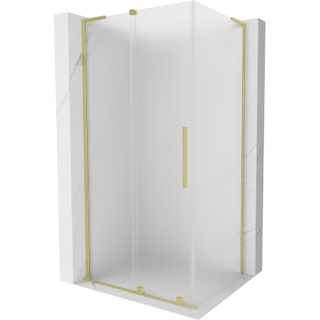 Mexen Velar L sliding shower enclosure 110 x 120 cm, frost, brushed gold - 871-110-120-33-55