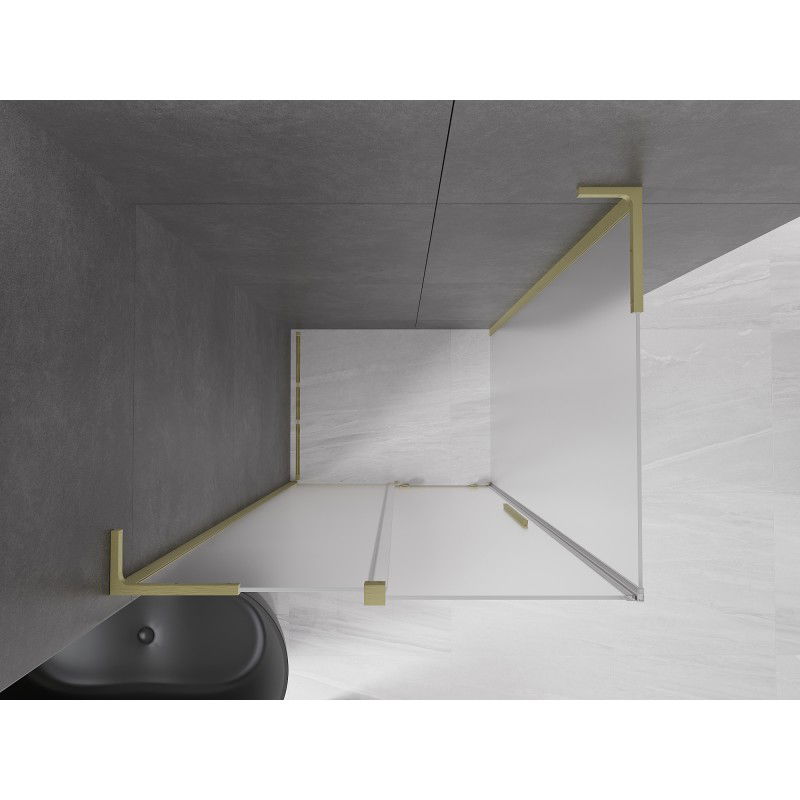 Mexen Velar L sliding shower enclosure 110 x 100 cm, frost, brushed gold - 871-110-100-33-55