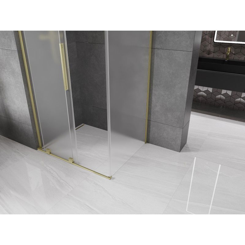 Mexen Velar L sliding shower enclosure 110 x 90 cm, frost, brushed gold - 871-110-090-33-55