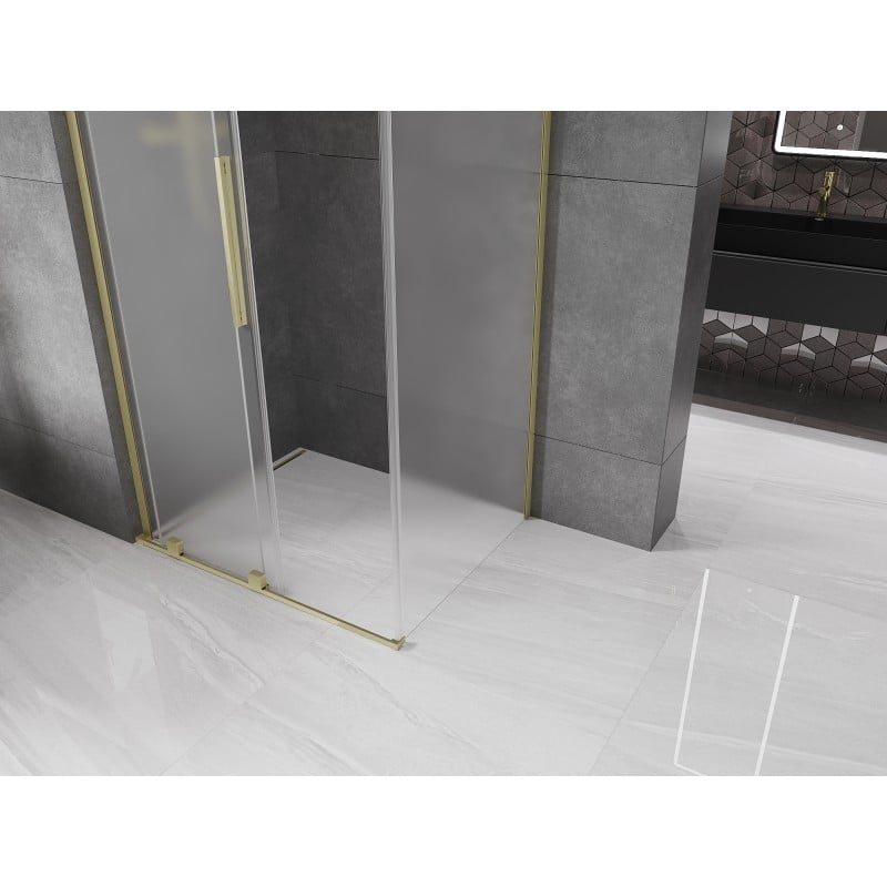 Mexen Velar L sliding shower cabin 120 x 70 cm, frosted, brushed gold - 871-120-070-33-55