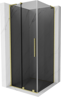 Mexen Velar L sliding shower cabin 90 x 90 cm, graphite, brushed gold - 871-090-090-43-55