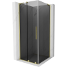 Mexen Velar L sliding shower cabin 100 x 100 cm, graphite, brushed gold - 871-100-100-43-55