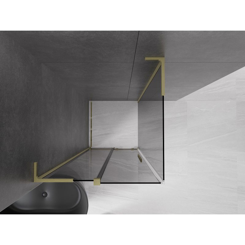 Mexen Velar L sliding shower cabin 90 x 90 cm, graphite, brushed gold - 871-090-090-43-55