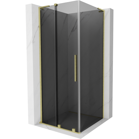 Mexen Velar L sliding shower cabin 110 x 110 cm, graphite, brushed gold - 871-110-110-43-55