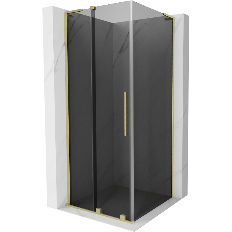 Mexen Velar L sliding shower cabin 120 x 120 cm, graphite, brushed gold - 871-120-120-43-55
