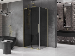 Mexen Velar L sliding shower enclosure 100 x 70 cm, graphite, brushed gold - 871-100-070-43-55