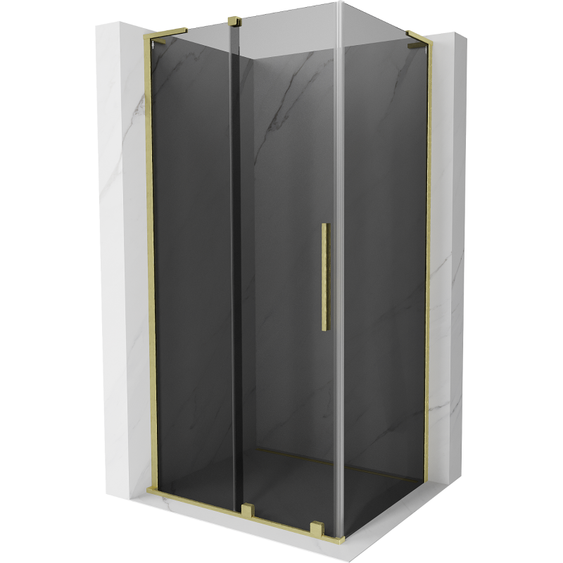 Mexen Velar L sliding shower cabin 100 x 110 cm, graphite, brushed gold - 871-100-110-43-55