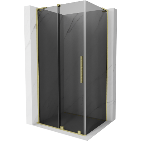 Mexen Velar L sliding shower cabin 100 x 110 cm, graphite, brushed gold - 871-100-110-43-55