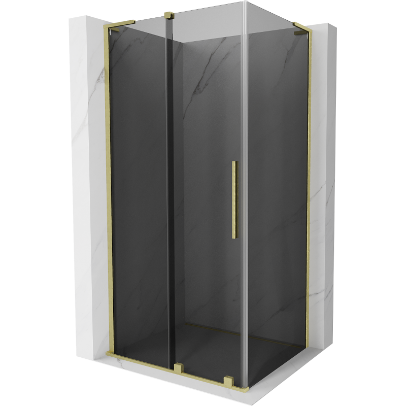 Mexen Velar L sliding shower cabin 90 x 100 cm, graphite, brushed gold - 871-090-100-43-55