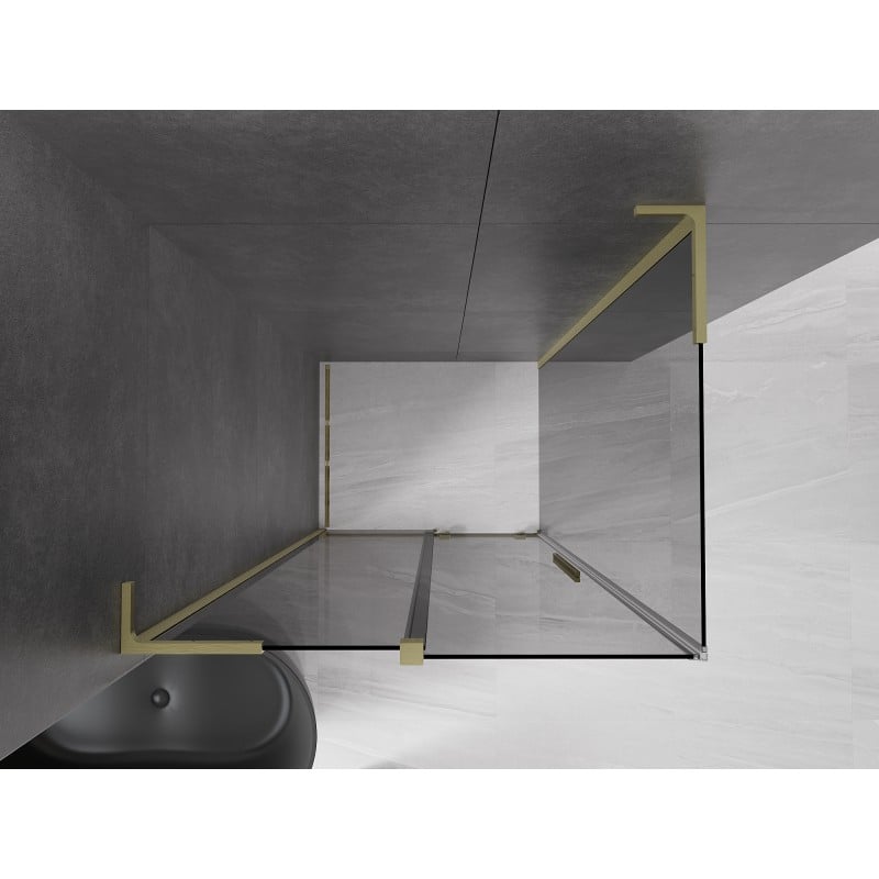 Mexen Velar L sliding shower cabin 100 x 110 cm, graphite, brushed gold - 871-100-110-43-55