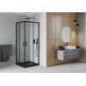 Mexen Rio Square Shower Cabin 90 x 90 cm, Transparent, Black + Flat Tray, Black - 860-090-090-70-00-4070B