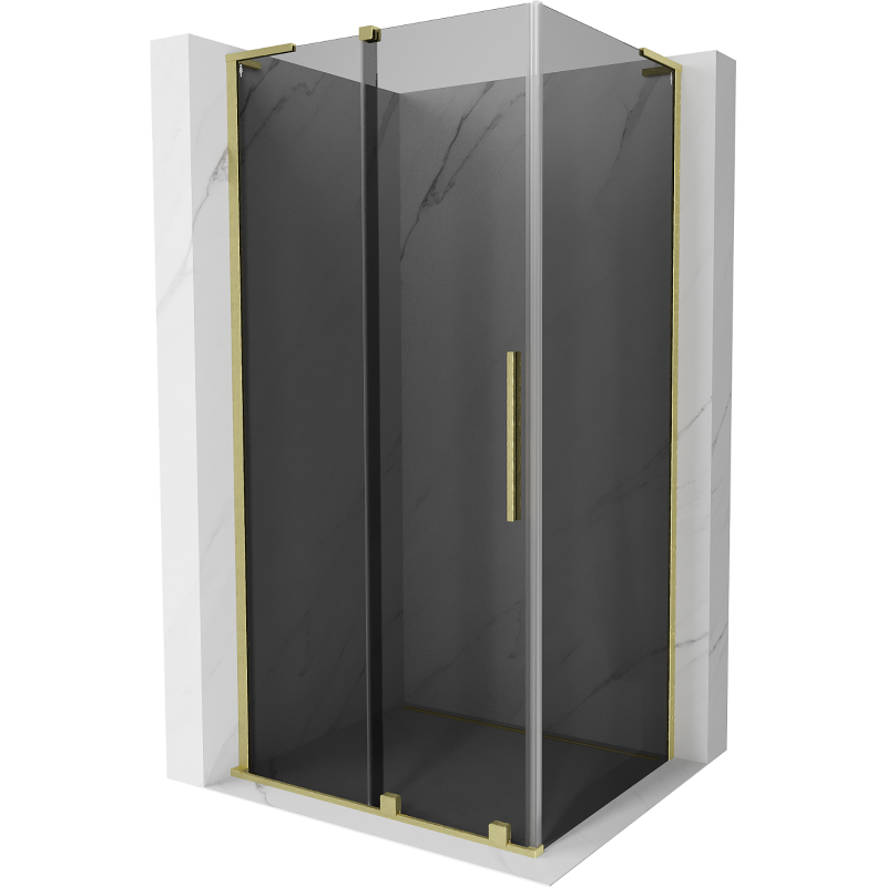 Mexen Velar L sliding shower enclosure 90 x 110 cm, graphite, brushed gold - 871-090-110-43-55