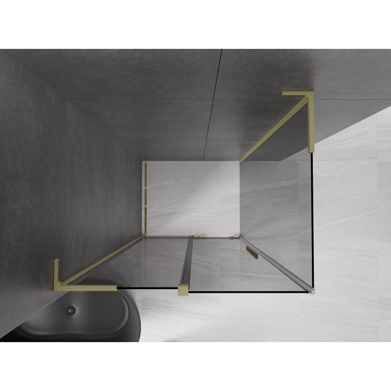 Mexen Velar L sliding shower enclosure 90 x 110 cm, graphite, brushed gold - 871-090-110-43-55
