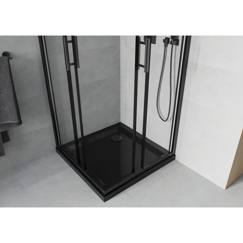 Mexen Rio Square Shower Cabin 90 x 90 cm, Transparent, Black + Flat Tray, Black - 860-090-090-70-00-4070B