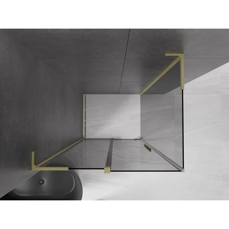 Mexen Velar L sliding shower cabin 100 x 80 cm, graphite, brushed gold - 871-100-080-43-55