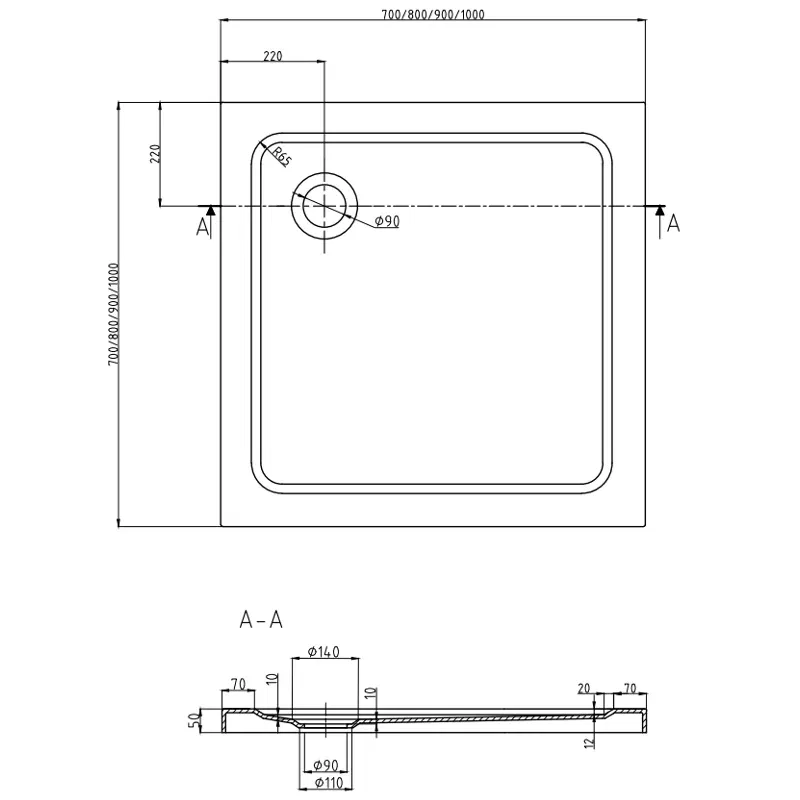 Mexen Rio Square Shower Cabinet 90 x 90 cm, Transparent, Black + Flat Shower Tray, Black - 860-090-090-70-00-4070B