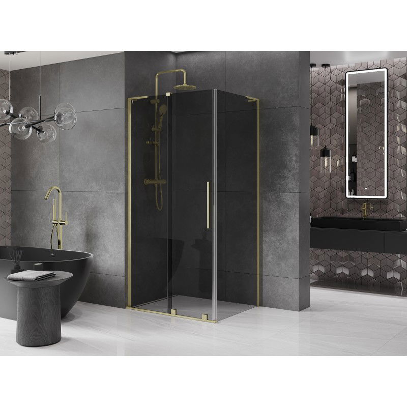 Mexen Velar L sliding shower enclosure 110 x 120 cm, graphite, brushed gold - 871-110-120-43-55