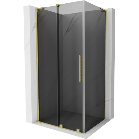 Mexen Velar L sliding shower cabin 120 x 80 cm, graphite, brushed gold - 871-120-080-43-55