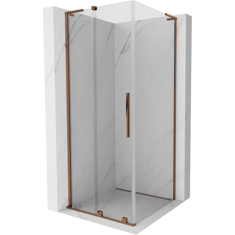Mexen Velar L Sliding Shower Enclosure 90 x 90 cm, Transparent, Rose Gold - 871-090-090-03-60