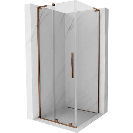 Mexen Velar L sliding shower cabin 100 x 100 cm, transparent, rose gold - 871-100-100-03-60