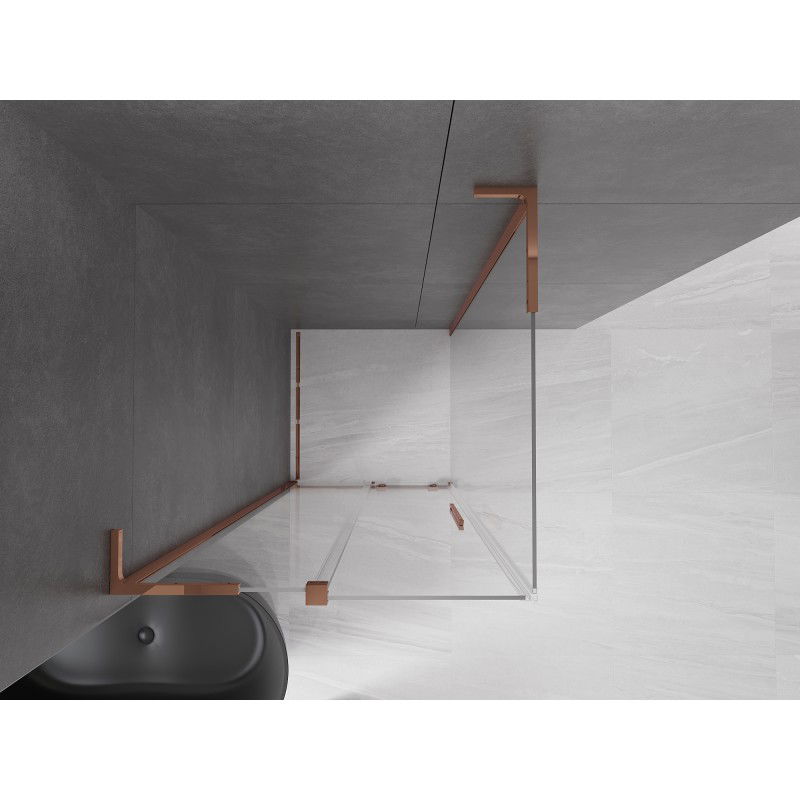 Mexen Velar L sliding shower cabin 100 x 100 cm, transparent, rose gold - 871-100-100-03-60