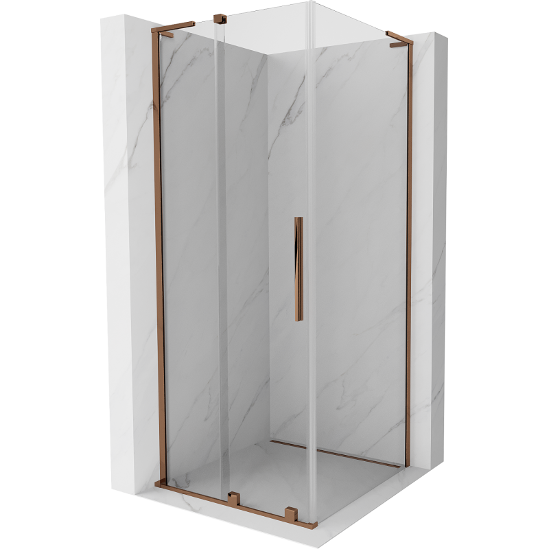 Mexen Velar L sliding shower cabin 120 x 120 cm, transparent, rose gold - 871-120-120-03-60