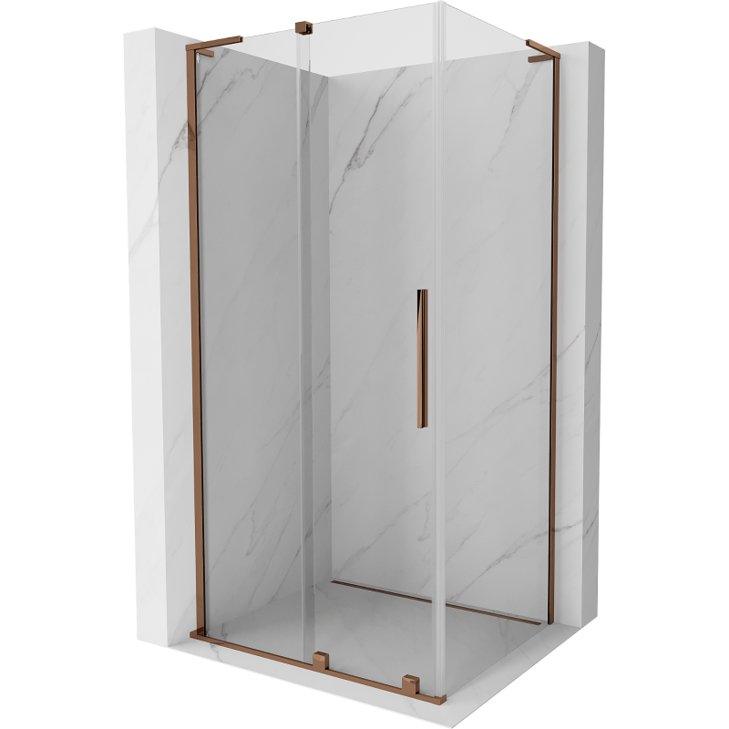 Mexen Velar L sliding shower cabin 100 x 80 cm, transparent, rose gold - 871-100-080-03-60