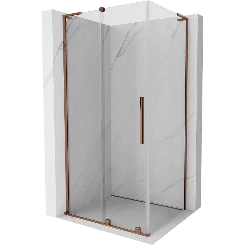 Mexen Velar L sliding shower enclosure 100 x 80 cm, transparent, rose gold - 871-100-080-03-60
