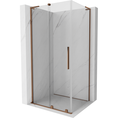Mexen Velar L sliding shower enclosure 100 x 80 cm, transparent, rose gold - 871-100-080-03-60