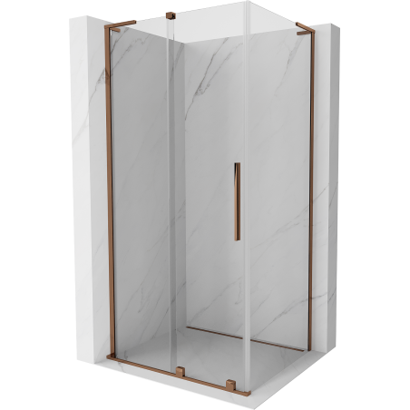Mexen Velar L sliding shower cabin 100 x 75 cm, transparent, rose gold - 871-100-075-03-60