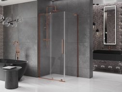 Mexen Velar L sliding shower cabin 100 x 90 cm, transparent, rose gold - 871-100-090-03-60