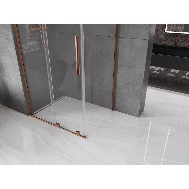 Mexen Velar L sliding shower enclosure 110 x 80 cm, transparent, rose gold - 871-110-080-03-60