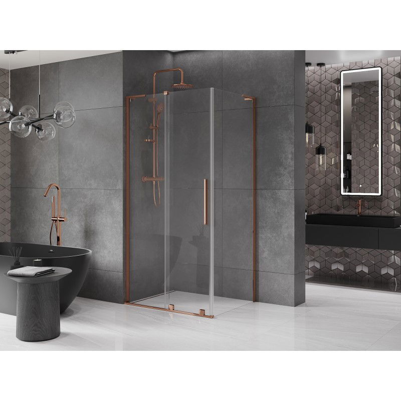 Mexen Velar L sliding shower cabin 120 x 75 cm, transparent, rose gold - 871-120-075-03-60
