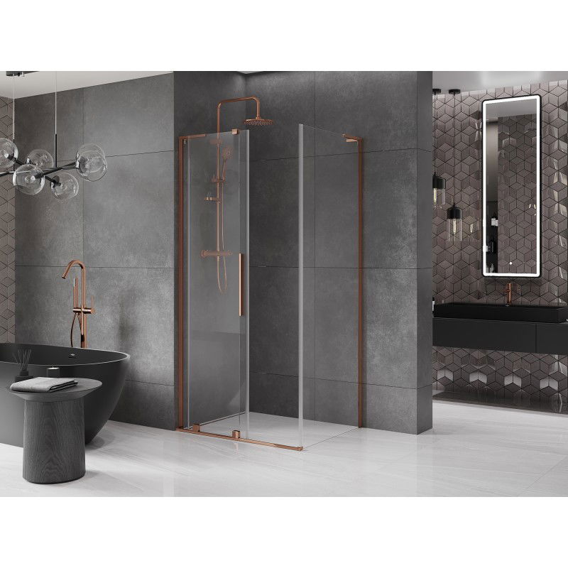 Mexen Velar L sliding shower cabin 120 x 75 cm, transparent, rose gold - 871-120-075-03-60