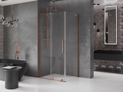 Mexen Velar L sliding shower cabin 120 x 100 cm, transparent, rose gold - 871-120-100-03-60