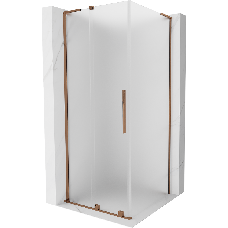 Mexen Velar L sliding shower cabin 90 x 90 cm, frost, rose gold - 871-090-090-33-60