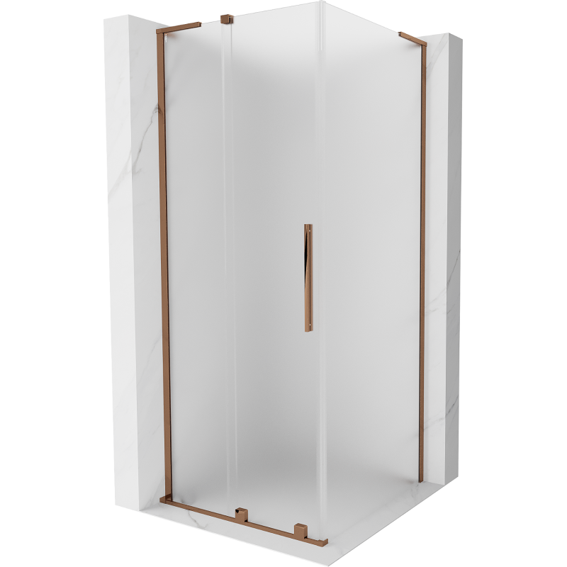 Mexen Velar L sliding shower cabin 100 x 100 cm, frost, rose gold - 871-100-100-33-60