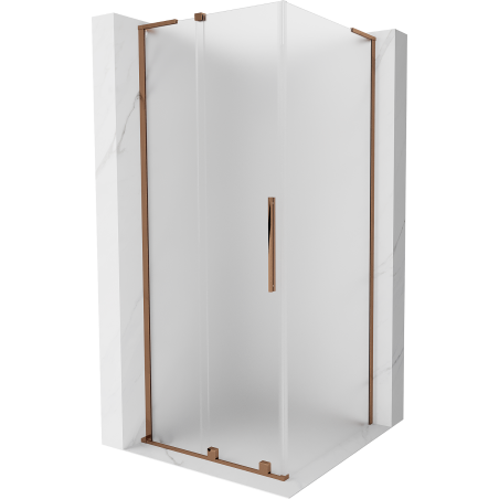 Mexen Velar L sliding shower cabin 100 x 100 cm, frost, rose gold - 871-100-100-33-60
