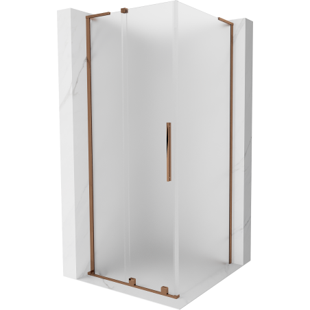 Mexen Velar L sliding shower enclosure 100 x 100 cm, frosted, rose gold - 871-100-100-33-60