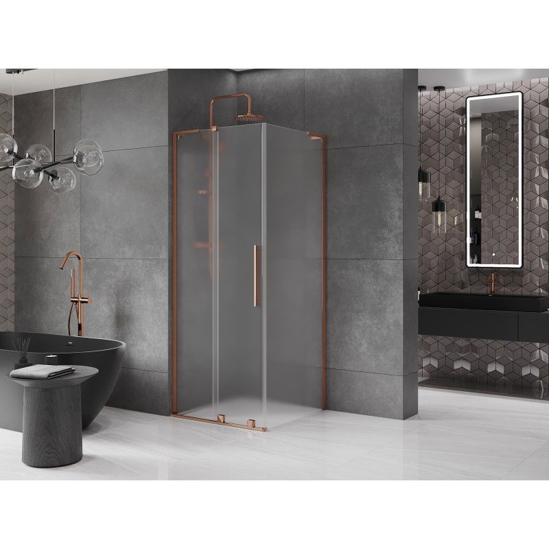 Mexen Velar L sliding shower cabin 110 x 110 cm, frost, rose gold - 871-110-110-33-60