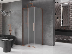 Mexen Velar L Sliding Shower Cabin 120 x 120 cm, Frosted, Rose Gold - 871-120-120-33-60