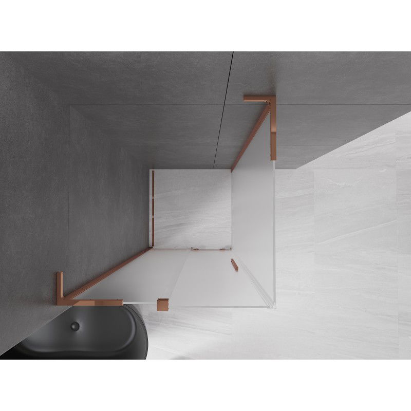 Mexen Velar L sliding shower enclosure 100 x 100 cm, frosted, rose gold - 871-100-100-33-60